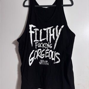 Black Graphic Tank Top with White 'Filthy Gorgeous' Print